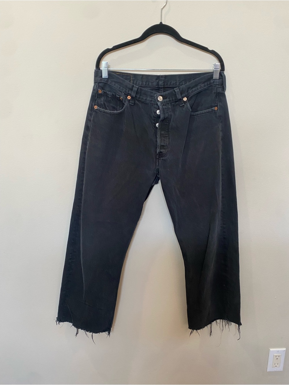 Levi's Distressed Black Relaxed-Fit Straight-Leg Jeans